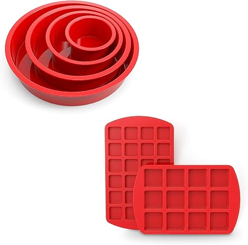 SILIVO 4 moldes de silicona para pasteles + 2 moldes de silicona para brownies