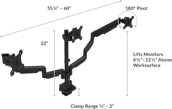 Vari Triple Monitor Arm Black