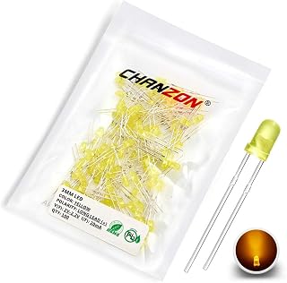 Chanzon 100 Piezas luces de diodo LED amarillo difuso de 3mm (lente de color esmerilada redonda DC 2V 20mA) Lámparas de iluminación Componentes electrónicos Diodos emisores de luz indicadora