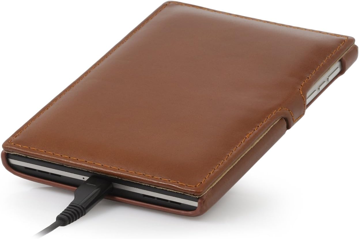 StilGut® Book Type with Clip, Genuine Leather Case for BlackBerry Passport, Cognac Brown