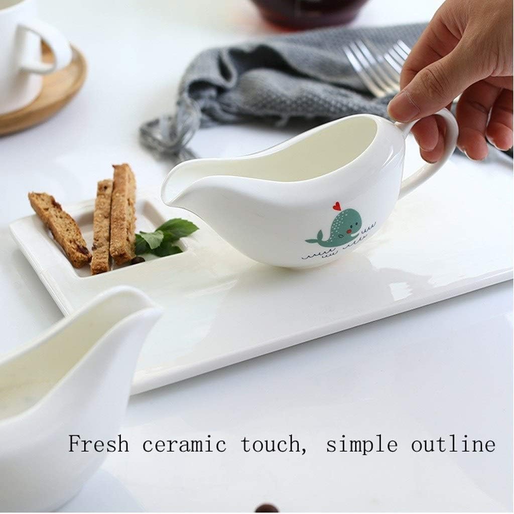 Gravy Boat Porcelain Gravy Boat and Tray Ceramic Make Sauce Boat with Tapered Spout Porcelain Gravy Boat Tableware Porcelain Easy Pouring Sauce Stainless Steel Doubl (B)
