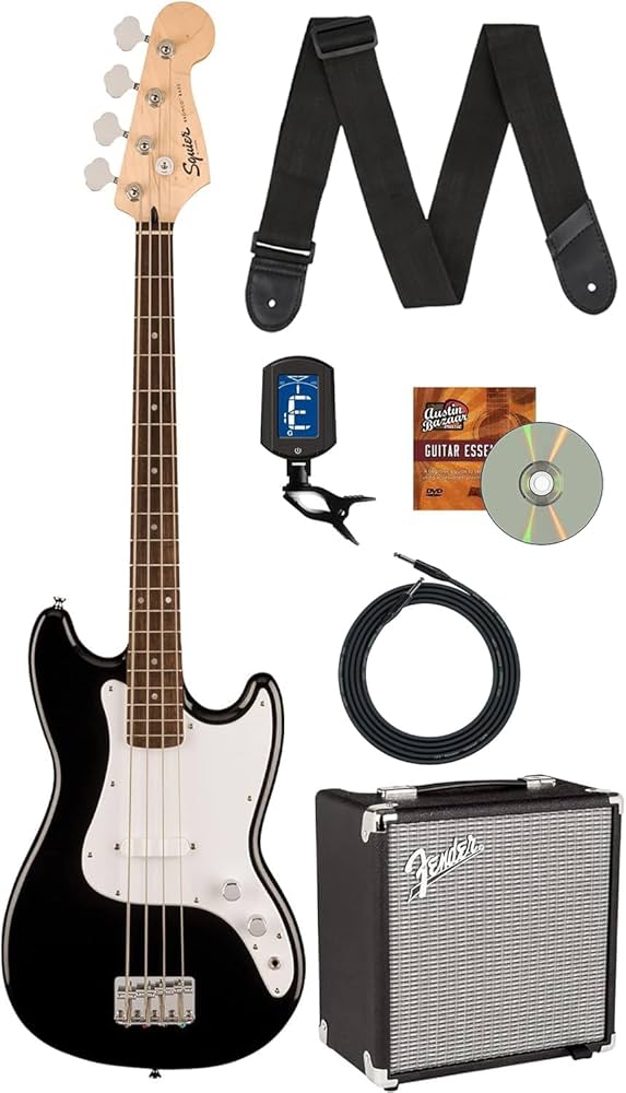Amazon.com: Fender Squier Sonic Bronco Bass Guitar - Black Bundle