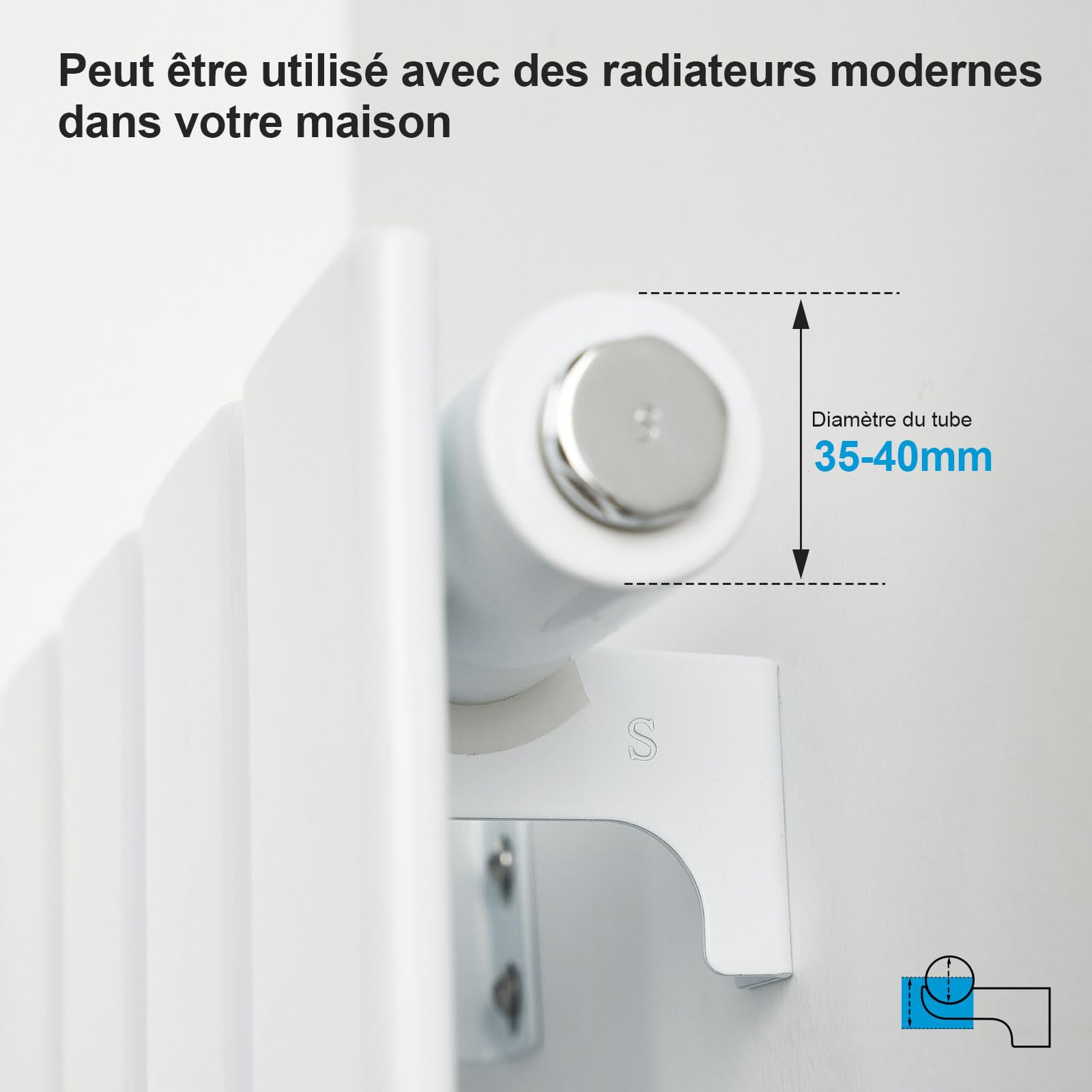 Heilmetz Supports muraux pour radiateurs，Support de montage pour radiateur，kit de fixation (blanc, 1 set)