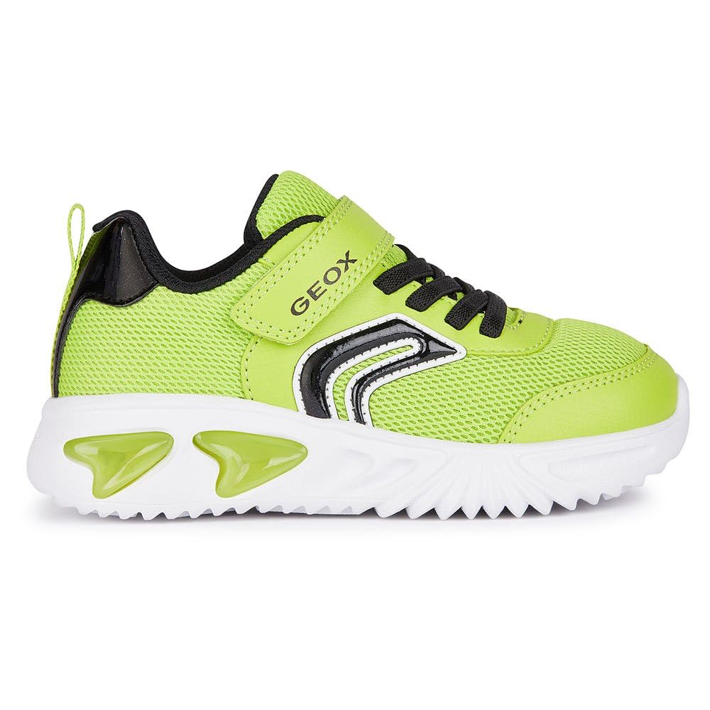 Geox J Assister Boy C Sneaker, Lime Black, 11 UK Child