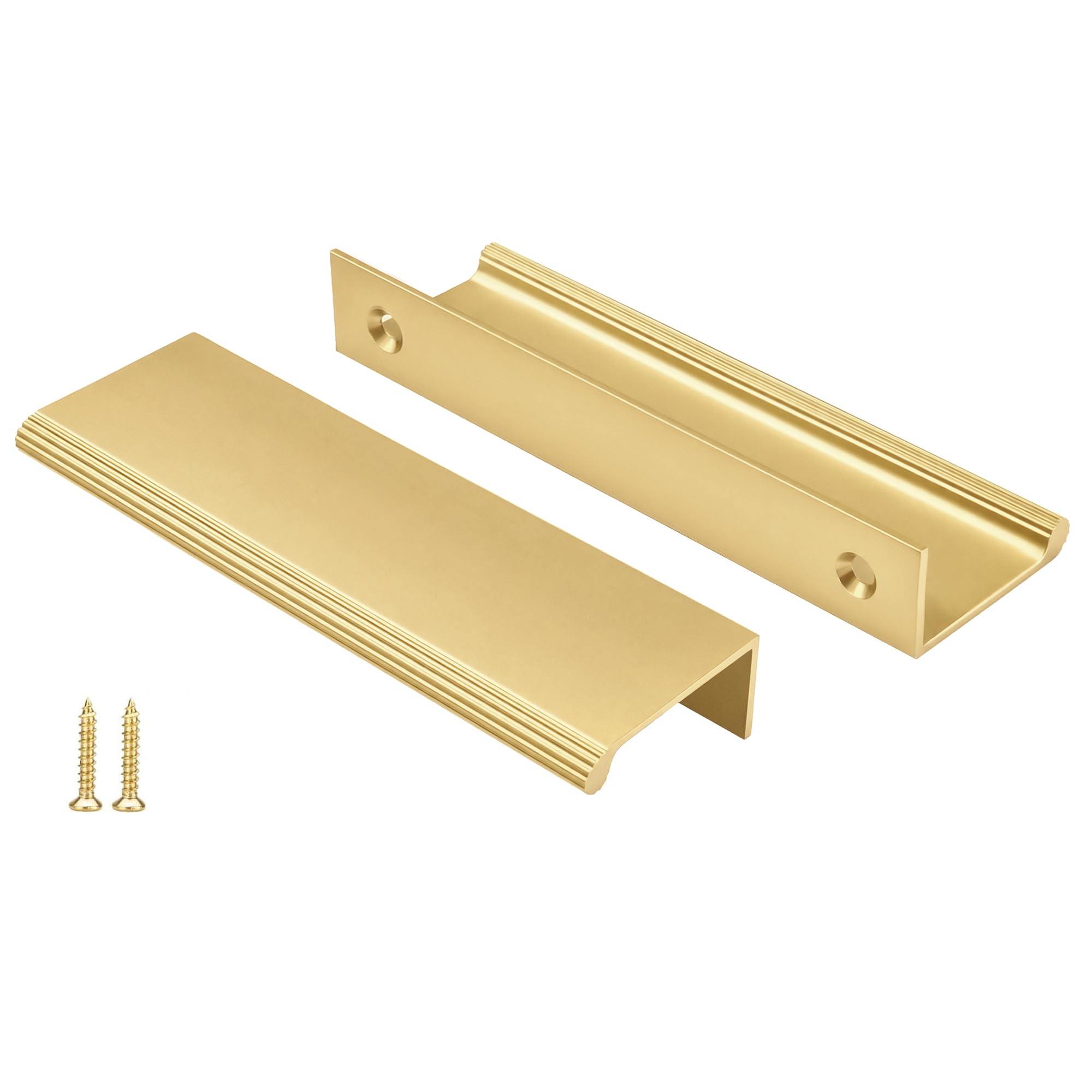 Peaha 10 Pack 3-3/4" Gold Cabinet Handles Finger Pulls for Cabinets