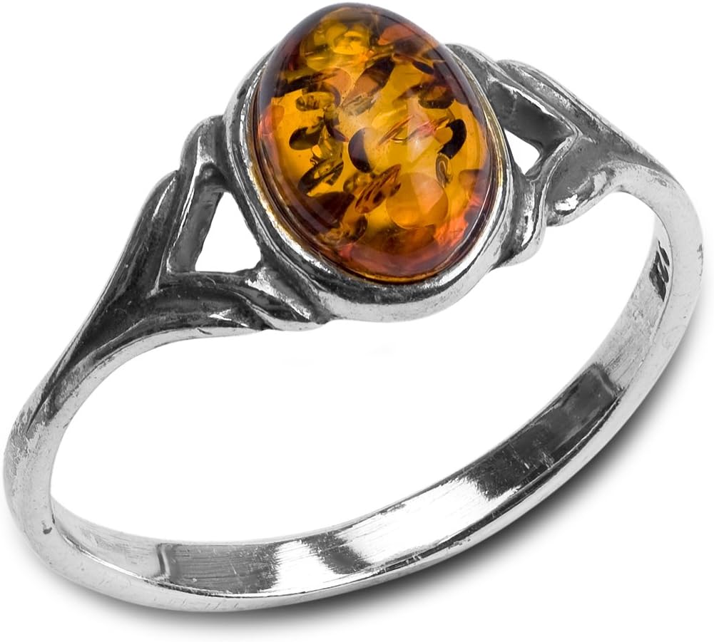 Ian and Valeri Co. Amber Sterling Silver Celtic Small Thin Ring