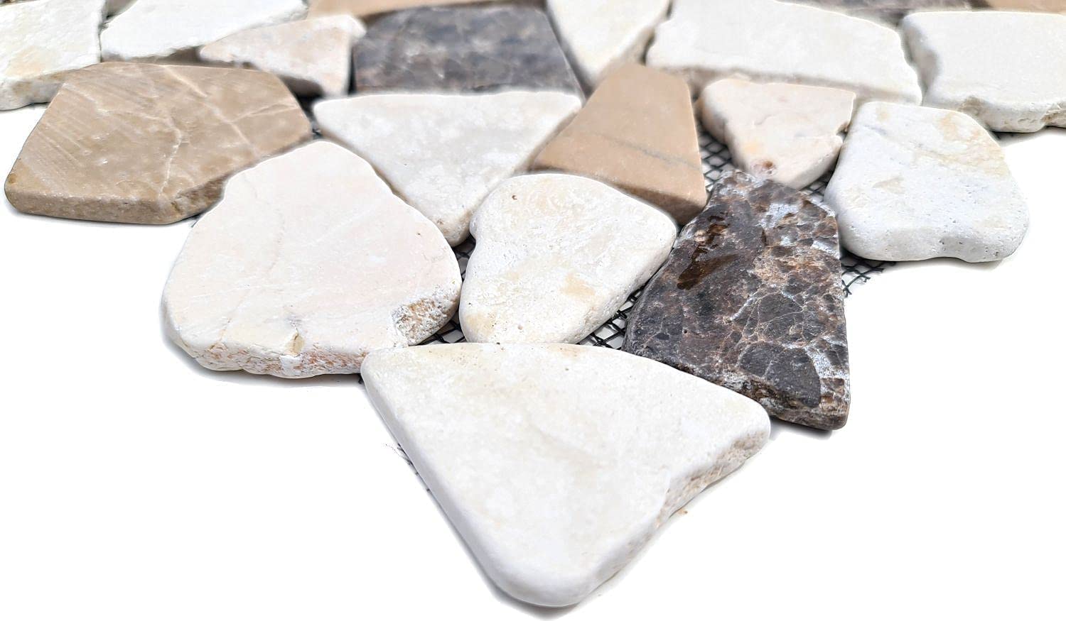 Piastrelle a mosaico in marmo naturale, beige, marrone, ciot CastanaoCream, per pavimenti, pareti, bagno, doccia, cucina, specchio, rivestimento, vasca da bagno, mosaico