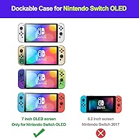 Vista 2 de COMCOOL Dockable Case for Nintendo Switch OLED - [9 FT Military Grade Drop Protection] [with Tempered Glass Screen Protector] Cute Kawaii Protective