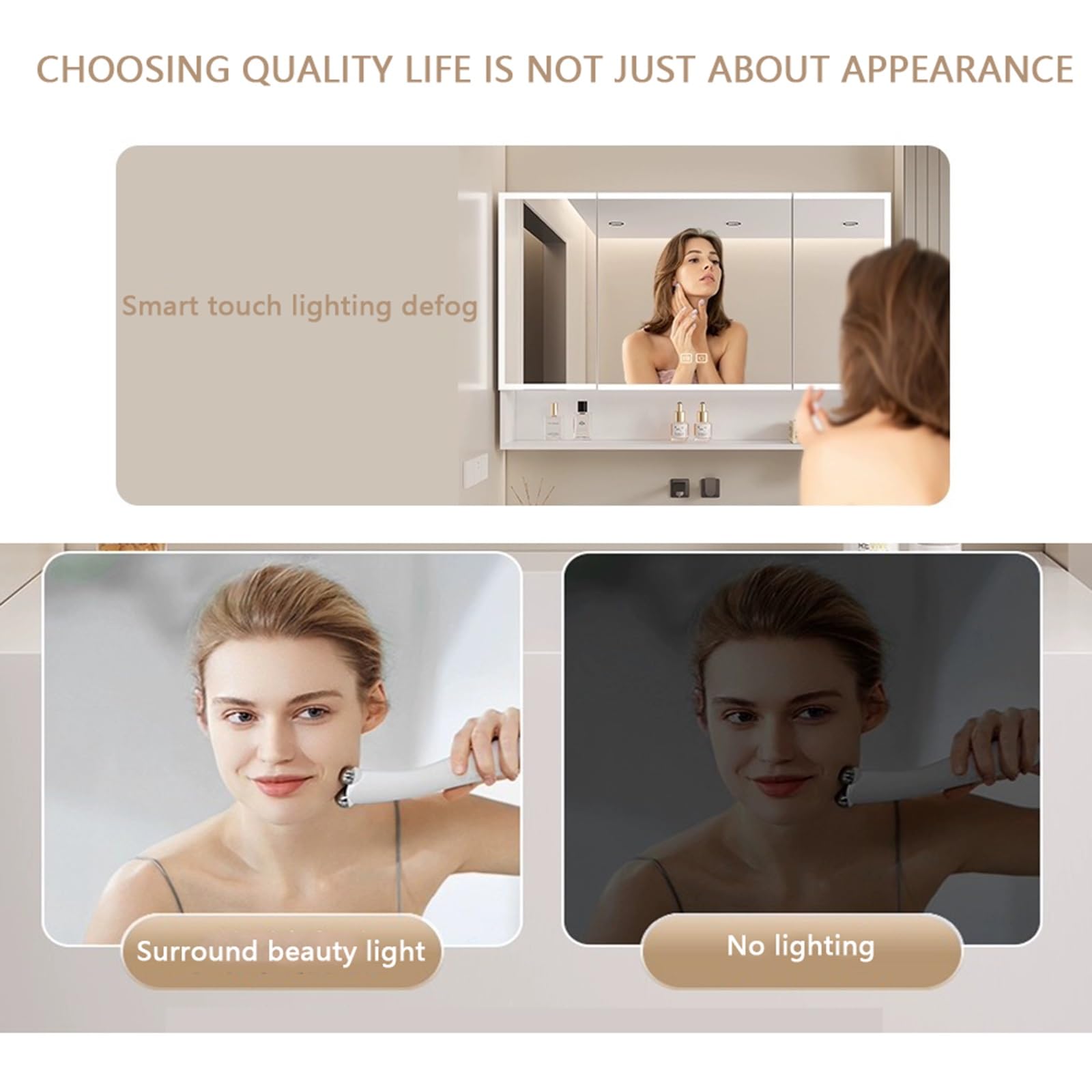 Amazon.co.jp: 壁掛けミラーキャビネット、LEDライトとミラー付き薬用