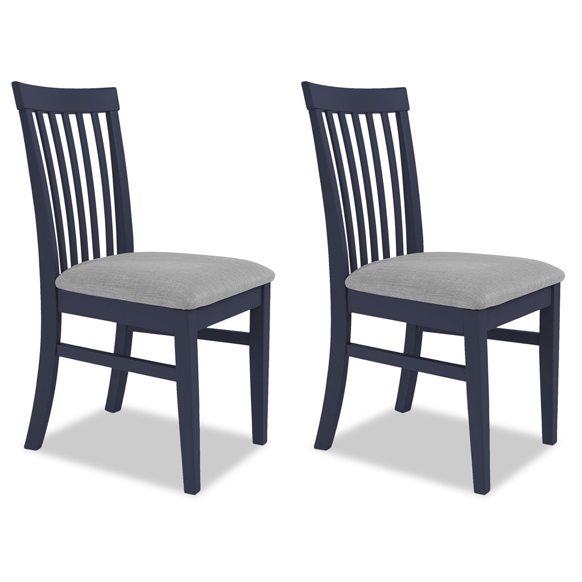Statement Furniture Florence Wooden Dining Chairs with Upholstered Seat, High Back, W45cm, H94cm, D53cm, Seat Height 45cm (Navy Blue, 2-Chairs)