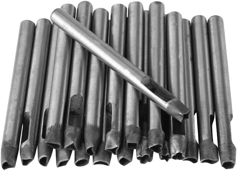 Ginyia Leather Craft, 20 pcs/Set Leather Craft 6mm Carbon Leather Punch Hole Steel Flower Punch Hole Tool for Wallet/Belt Decoration Flower Punch Hole