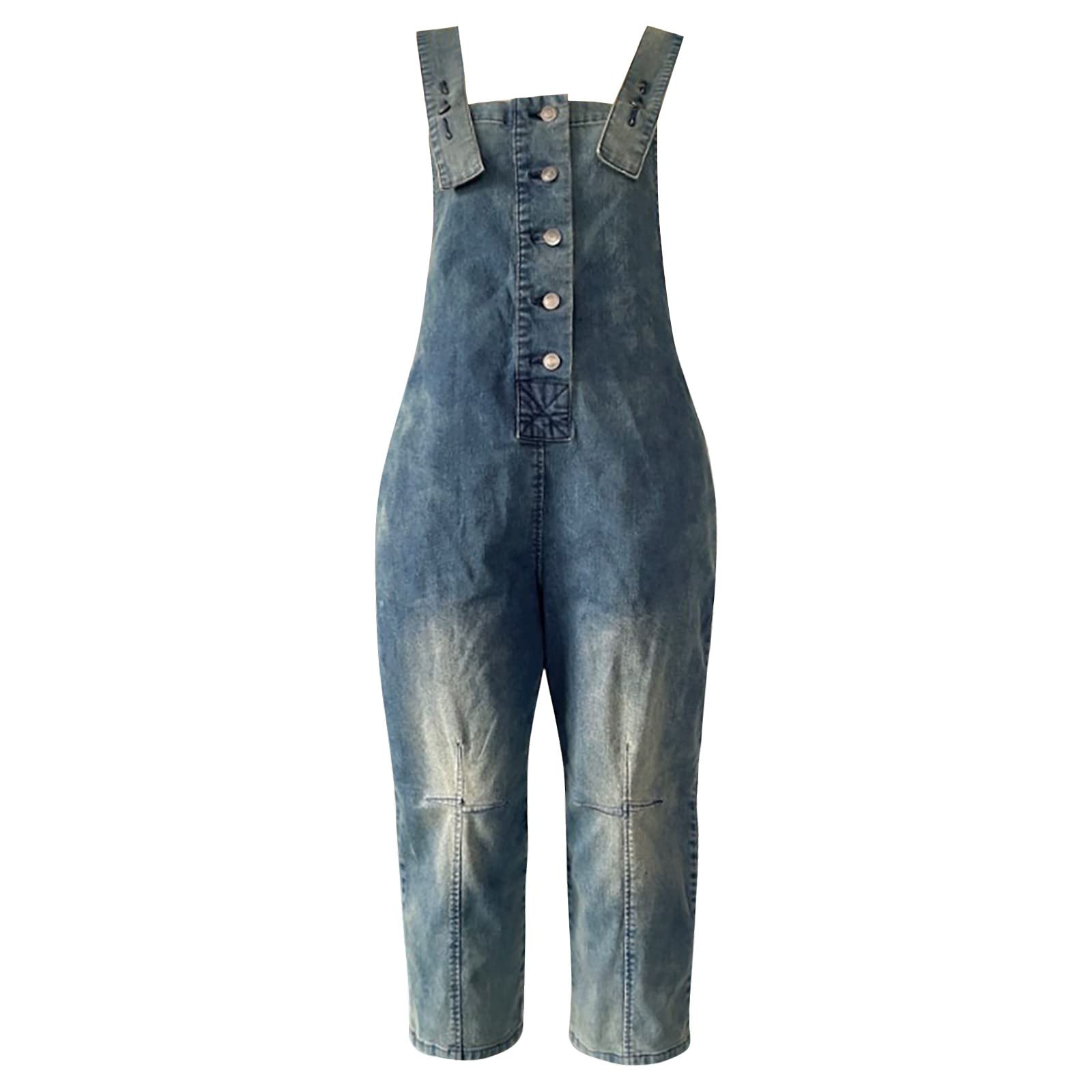 Pantalones vaqueros con peto para mujer, 7/8, pantalones de trabajo, vintage, vaquero, holgado, informal | Bib Pants Distressed Pantalones de mezclilla, Babero de Moda Trajes sin Mangas Jean Mono Para Verano, Diario, Trabajo