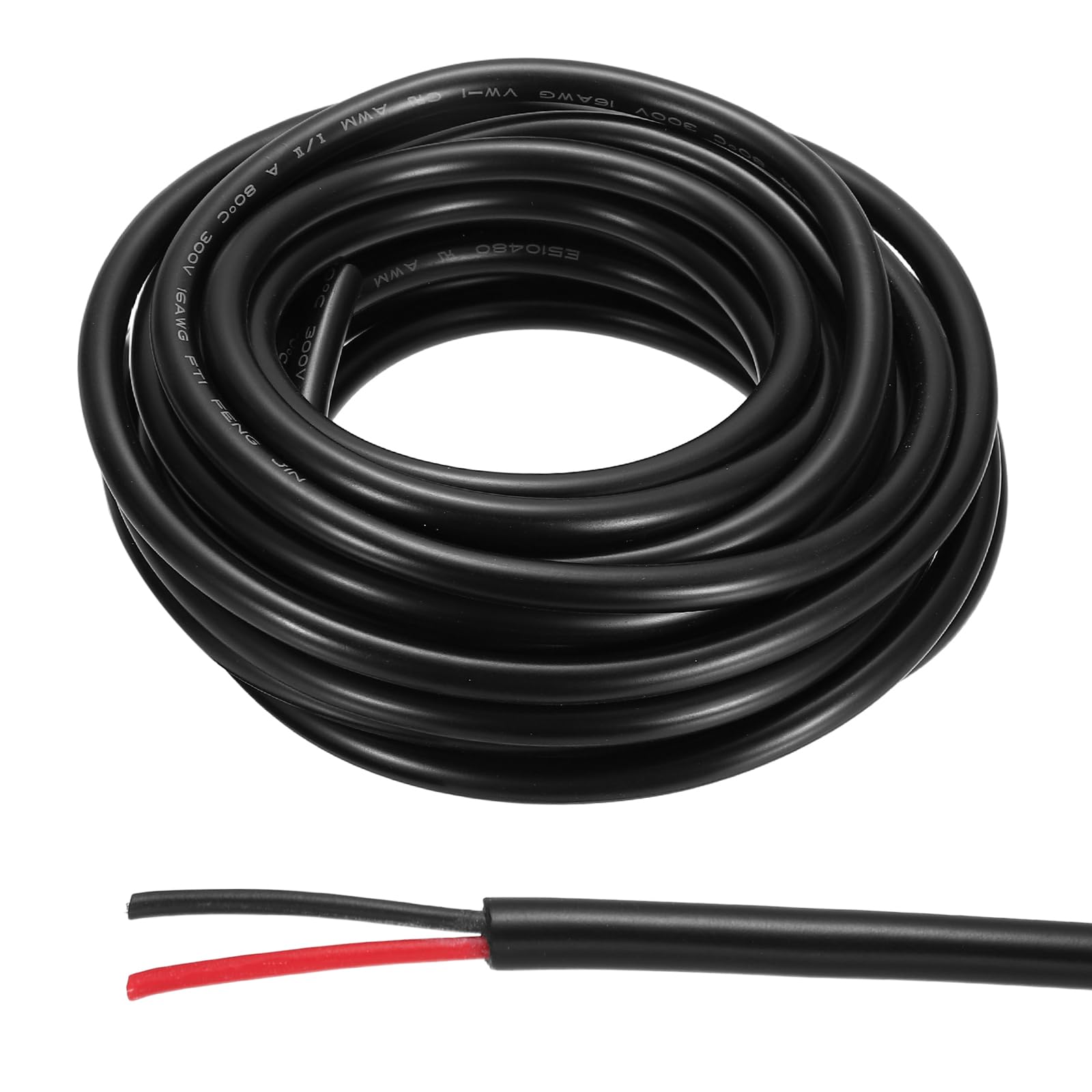 sourcing map 16AWG Electrical Wire 2 Conductors 20FT/6.1m Power Cable Flexible Extension Signal Signal Cable Black for LED Strips Lamps Lighting Power Supply — image 1
