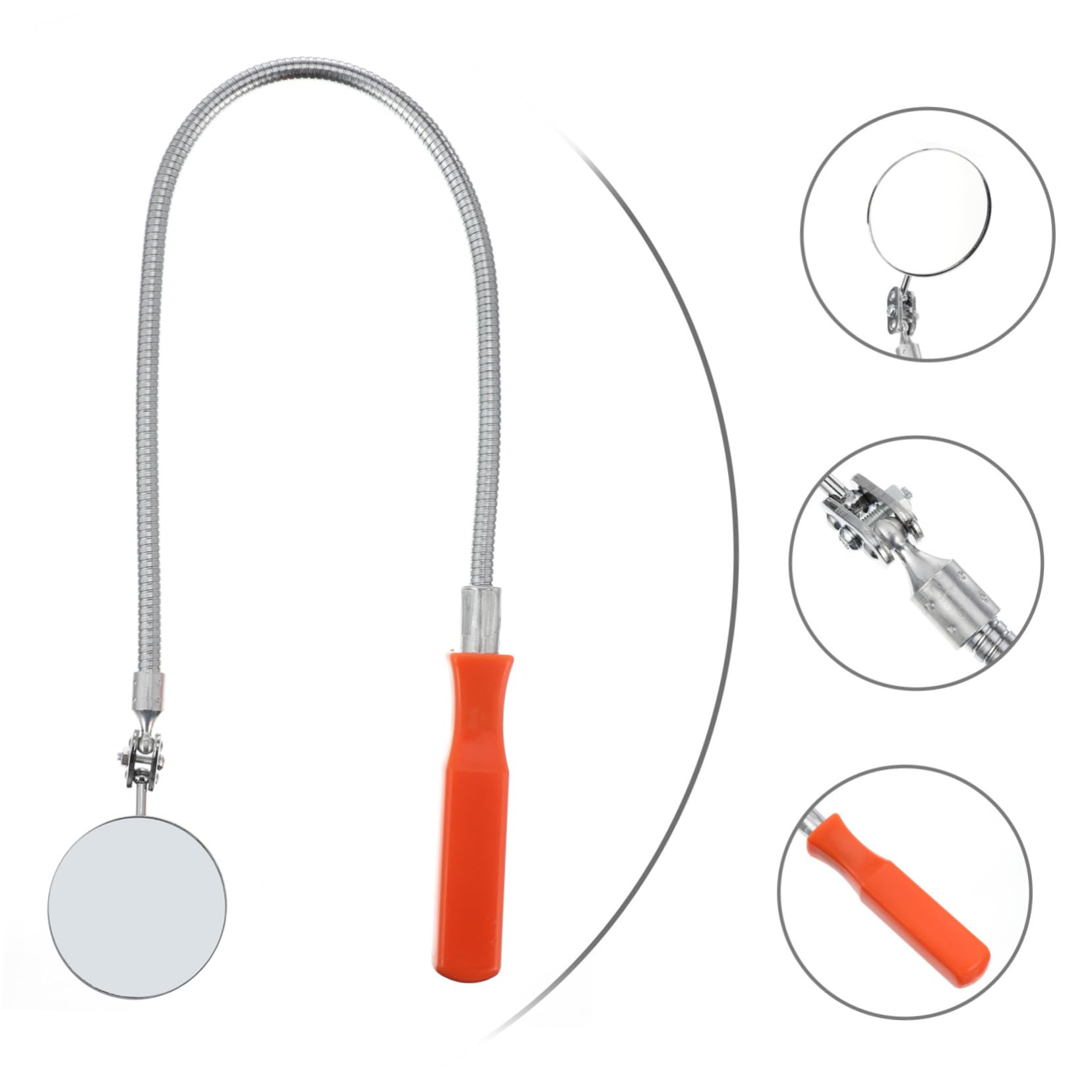 SOLUSTRE Car Inspection Tool 1 Pc Round Inspection Mirror Stick Articulating Design Comfort Grip for Wet Hands