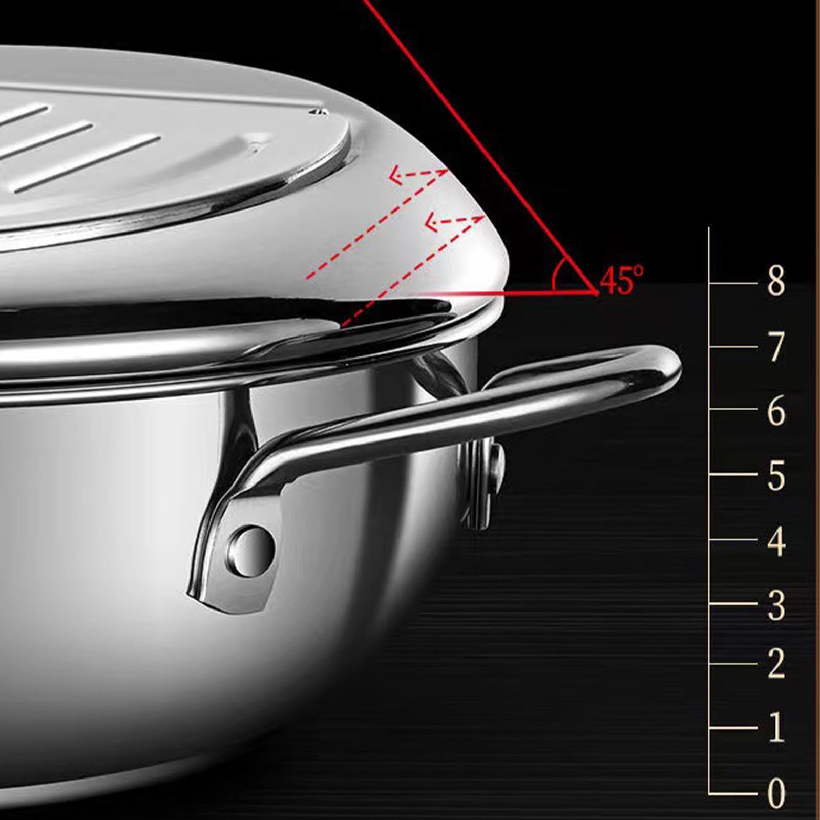 Friggitrice in acciaio | Con termometri Cucina a induzione domestica – | Pentola in acciaio grande friggitrice per cucinare patatine fritte croccanti e deliziose