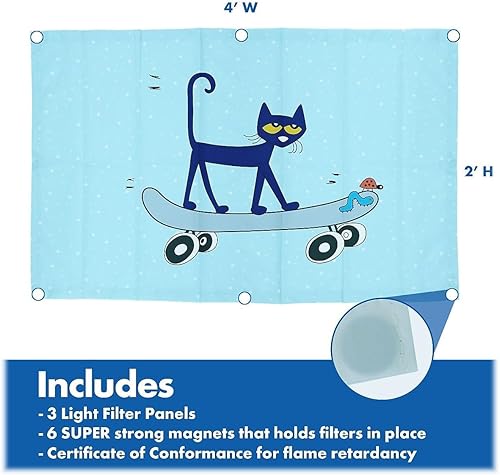 Miniatura 3 de Educational Insights Pete The Cat - Filtros de luz calmante, paquete de 3, cubiertas de luz fluorescente, fácil de instalar para oficina,