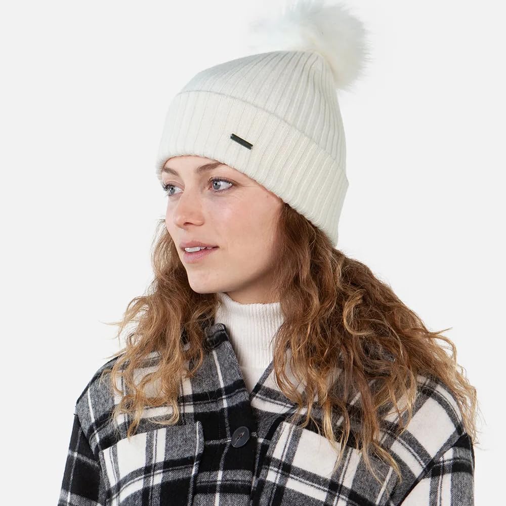 Barts Kenzie Bonnet d'hiver tricoté à Pompon, crème, Taille Unique