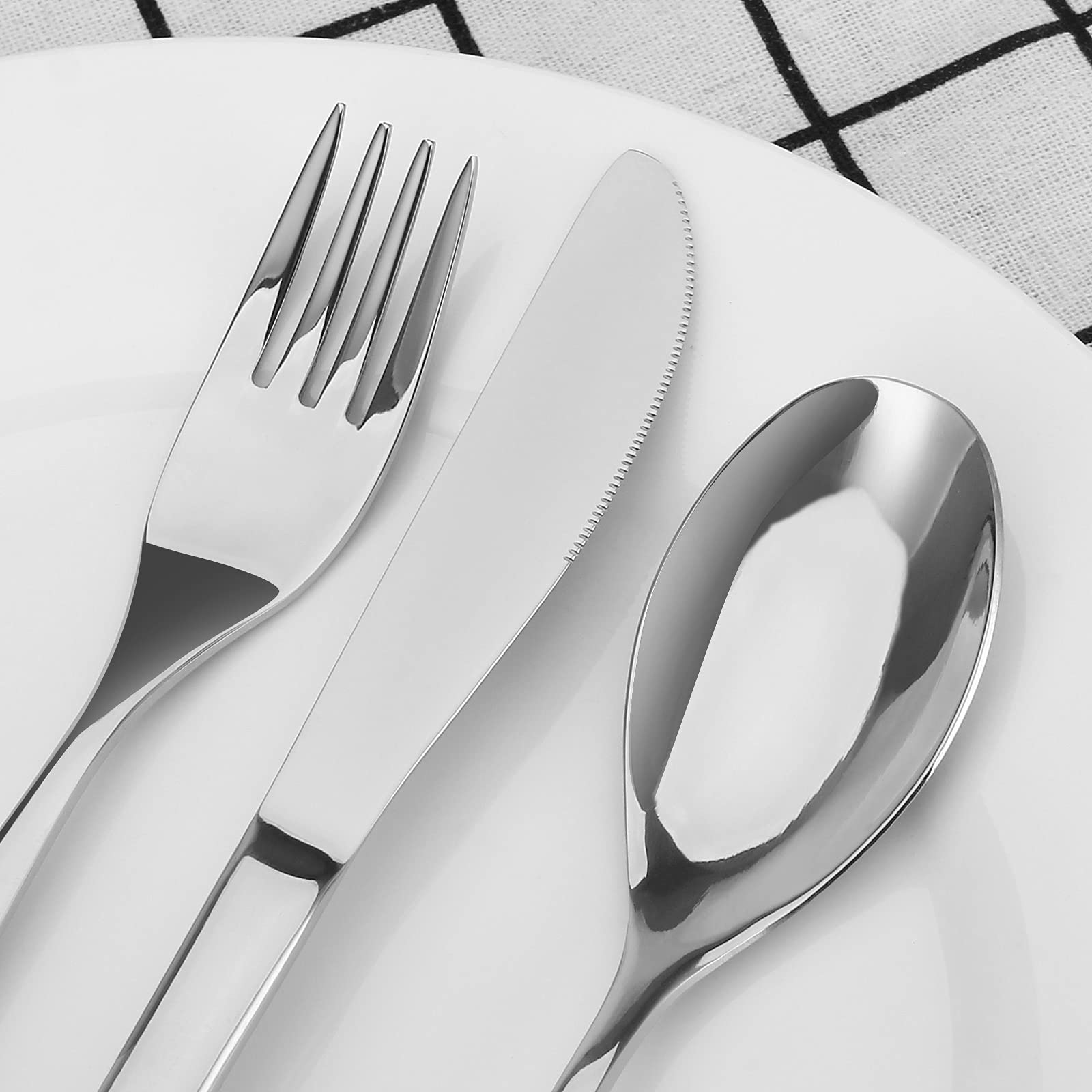 Bettlife - Set di posate da 30 pezzi per 6 persone con coltello/forchetta/cucchiaio, in acciaio INOX lucidato a specchio, lavabili in lavastoviglie