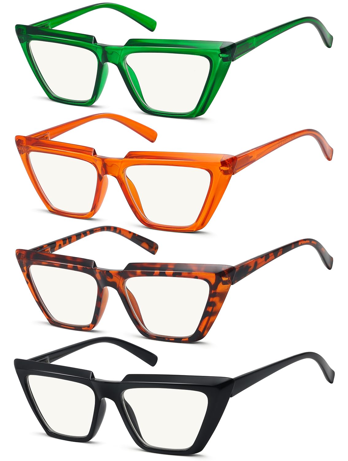 Photo 1 of Eyekepper 4-Pack Progressive Multifocus Reading Glasses Blue Light Blocking No Line Multifocal Readers Cat Eye 4 Pack Mix Color 2.0 x