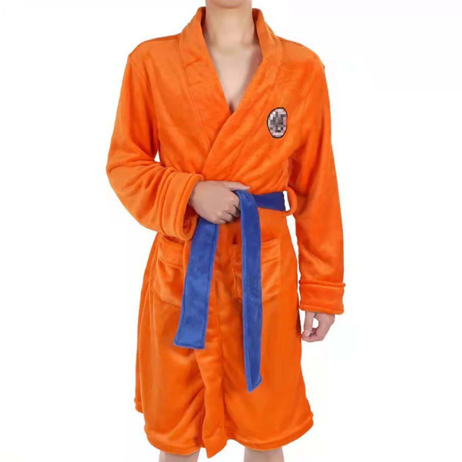 nezafly Anime Dragon Bathrobe Sleepwear Nightwear Adults Orange Soft Bathrobes with Belt for Men Long Robe Halloween Pajamas - Image 3