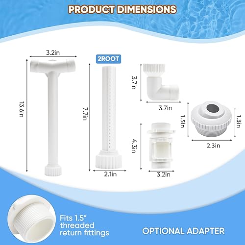 Miniatura 6 de VYH Pool Fountain for Above and In-Ground Pools, Adjustable Dual Spray Pool Waterfall, Pool Cooling Sprinkler System with Adjustable Height &