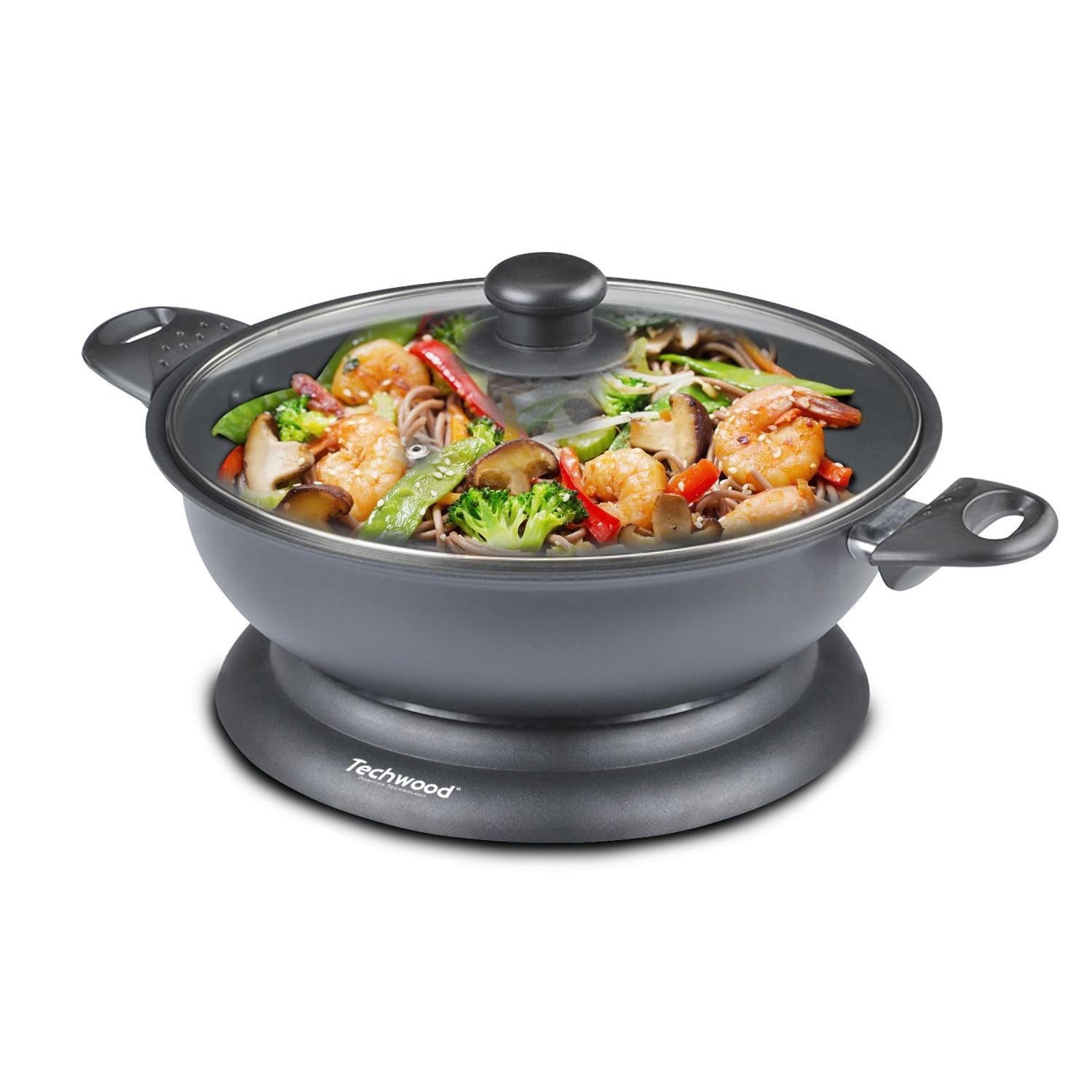 BM TOOLS Wok Electrique Techwood TWF-306-3,6L - Revêtement anti-adhésif - Puissance 1400W - Thermostat Réglable