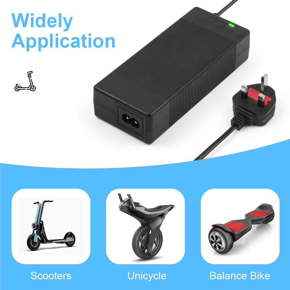 Chargeur Trotinette Electrique, TGKYK 42V 2A Batterie Trottinette Électrique avec 6 Connecteurs, Chargeur Hoverboard, Chargeur Velo Electrique pour Scooter Électrique, Vélos Électriques