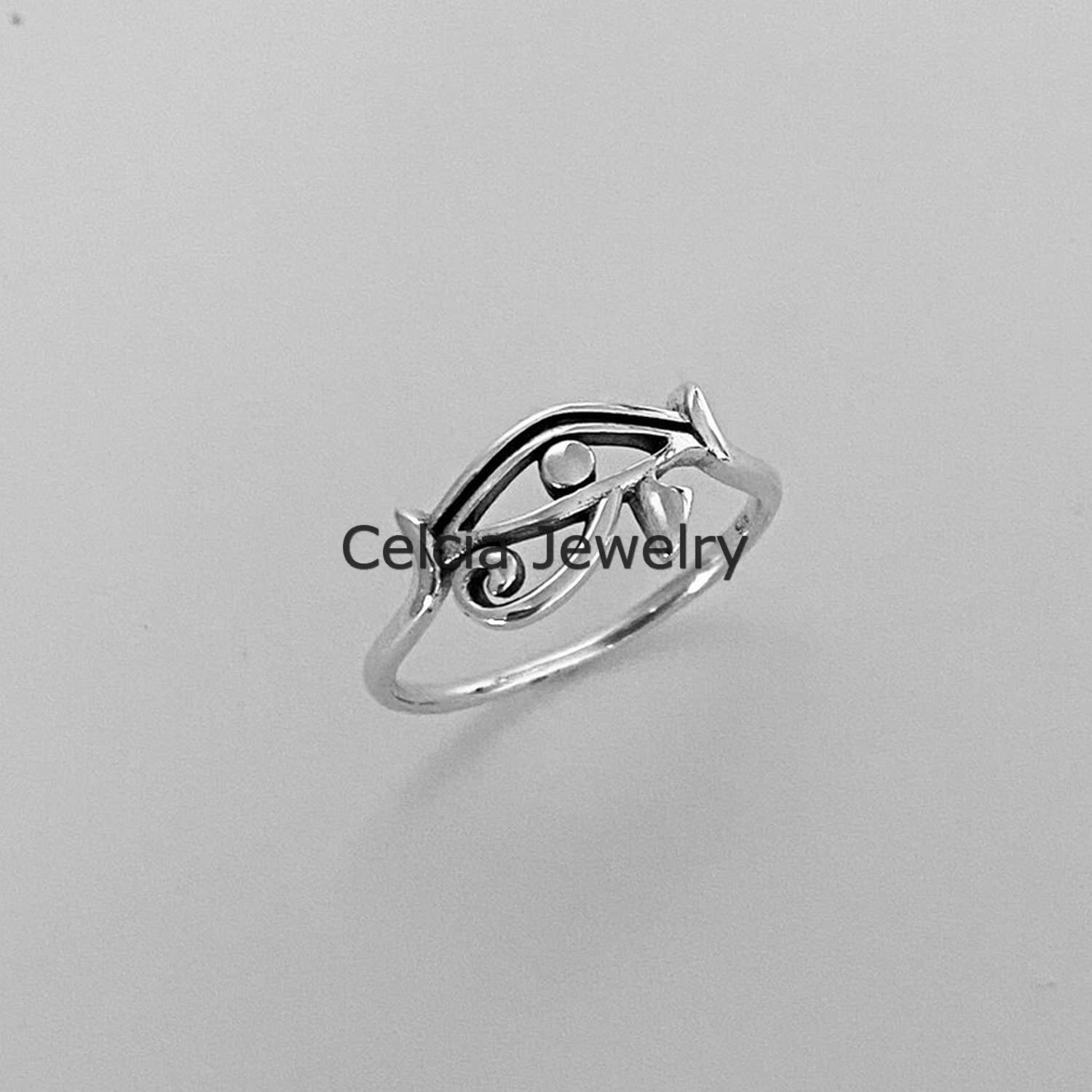 Solid 925 Sterling Silver Little Ra Eye Ring, anello organico, anello dell'occhio di Horus, anello di protezione, anello Boho Boho, anello minimalista, anello unico per la festa della mamma