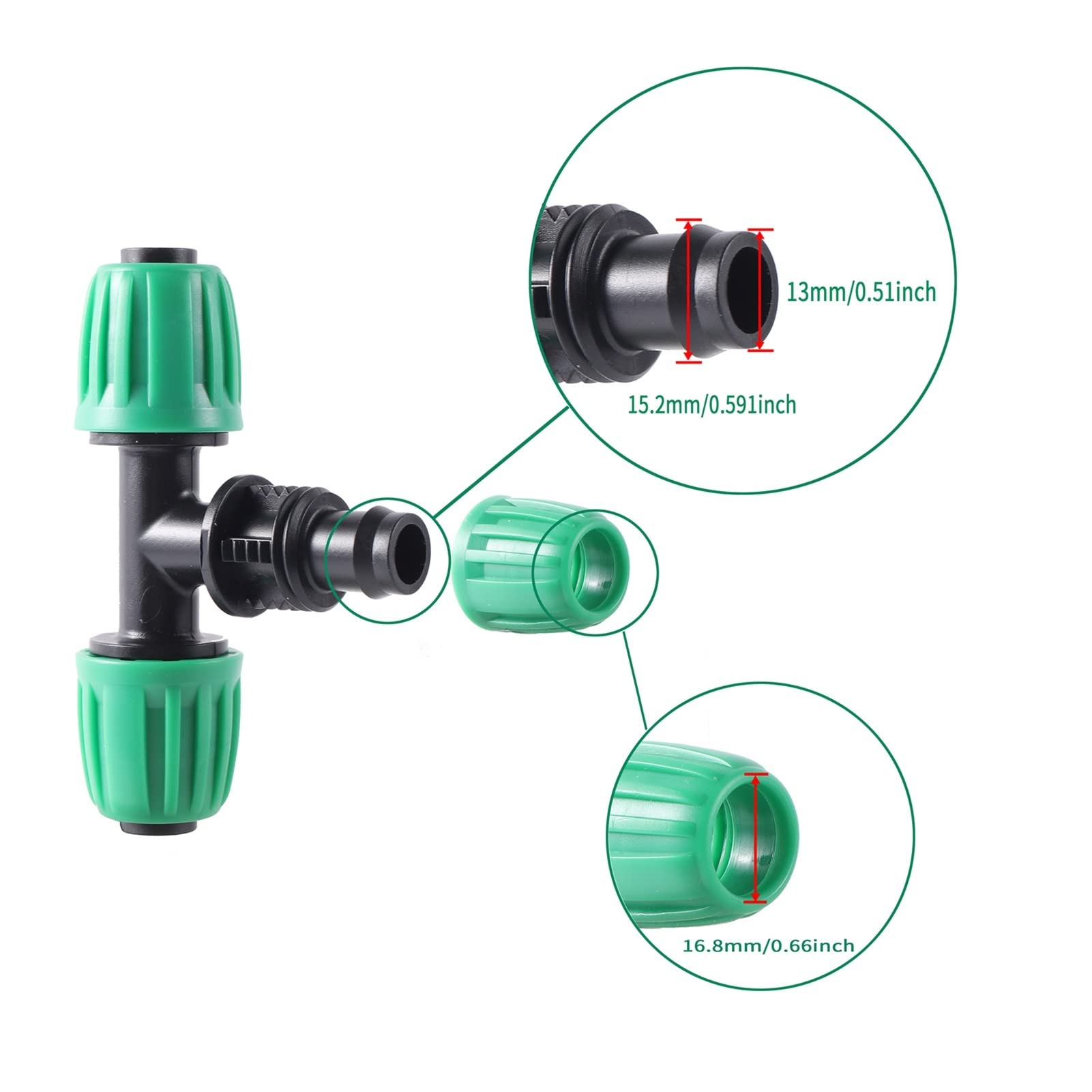 Adaptador de fontanería de jardín Kit de accesorios de riego para agricultura de jardín Kit de accesorios de riego automático Sistema de micro riego de 16 mm PE accesorios de tubería 19