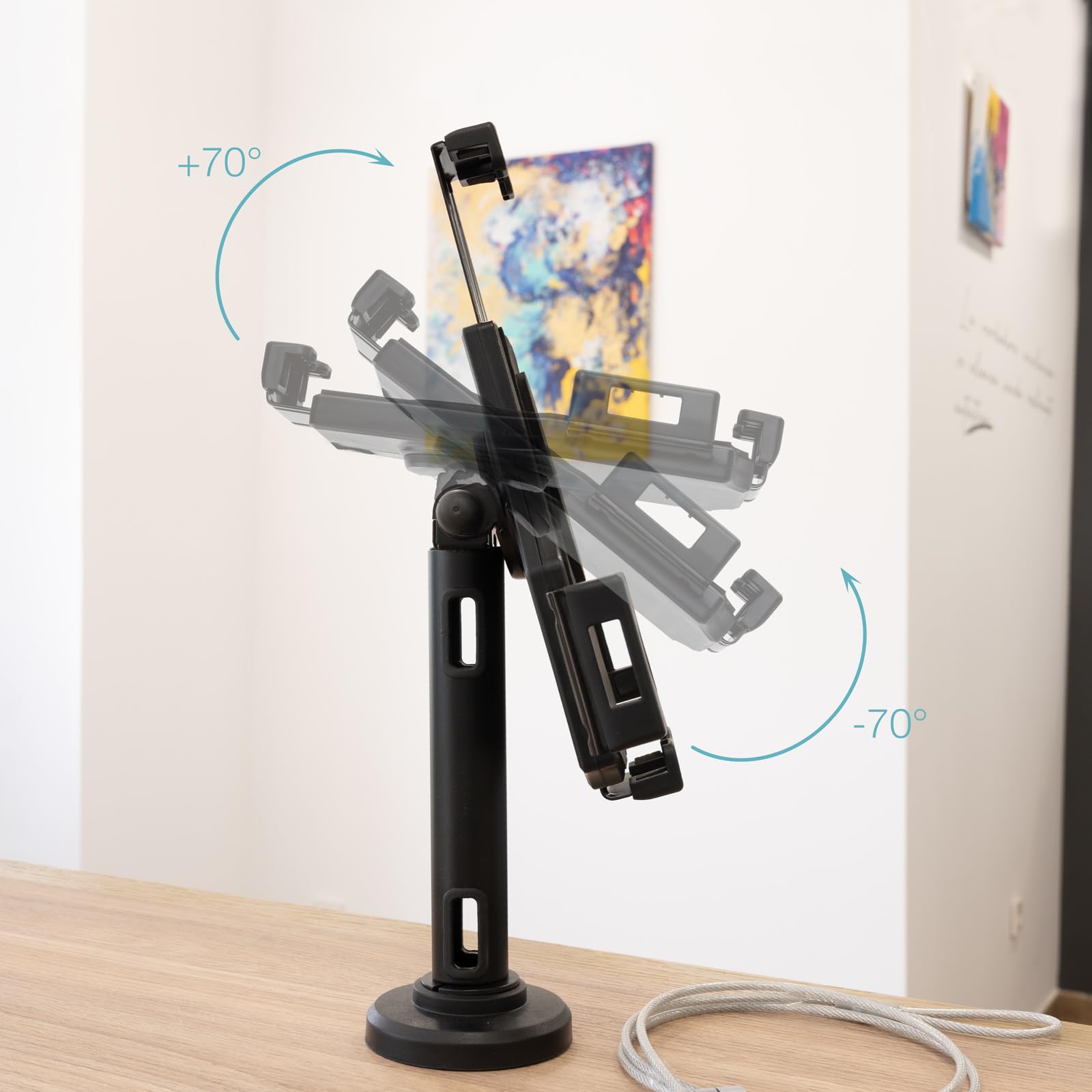 TOOQ TQTDS0812 - Soporte de Mesa/Pared Profesional para Tablet con Antirrobo, Negro