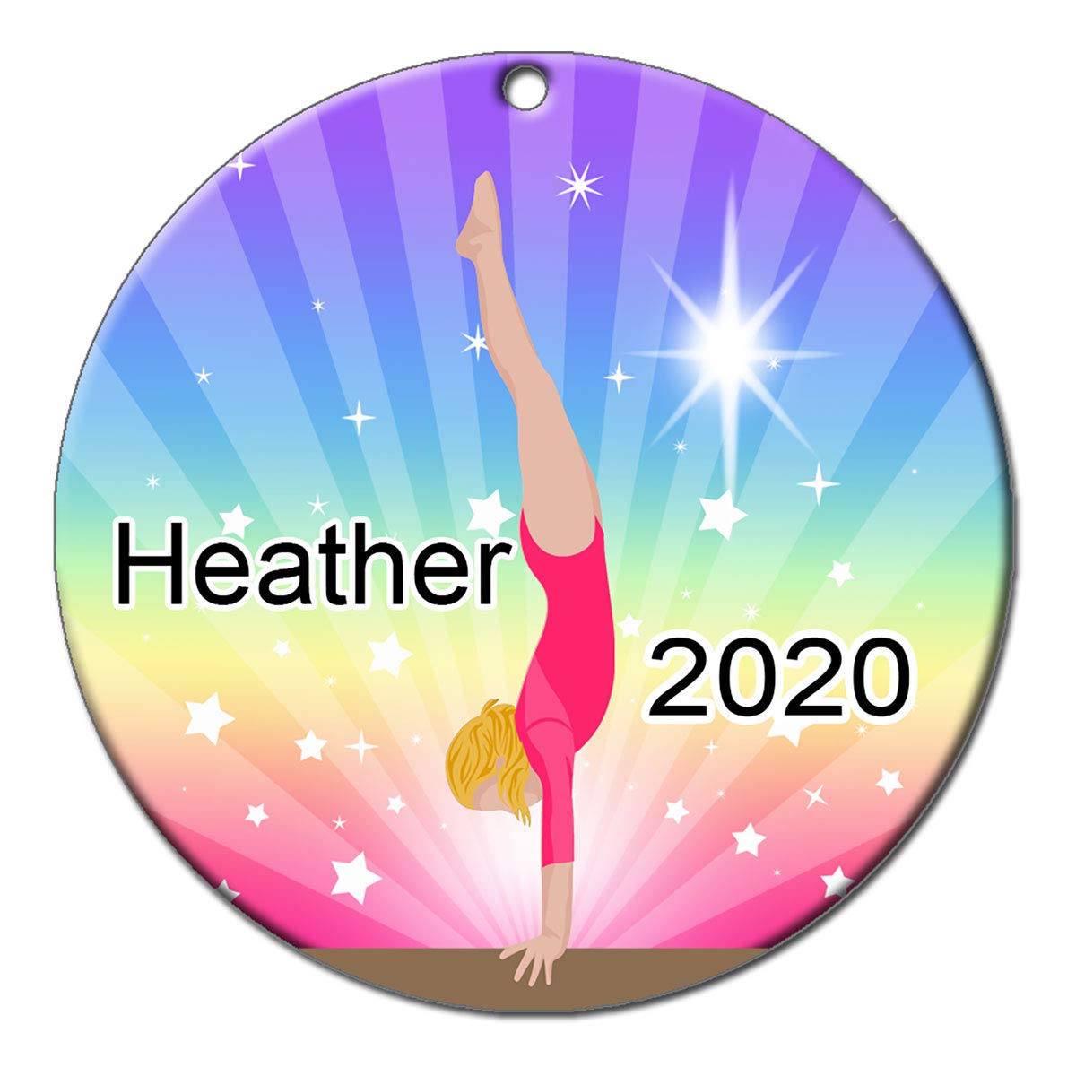 Gymnastics Dreams Beam Personalized Ornament - Blonde Haired Girl