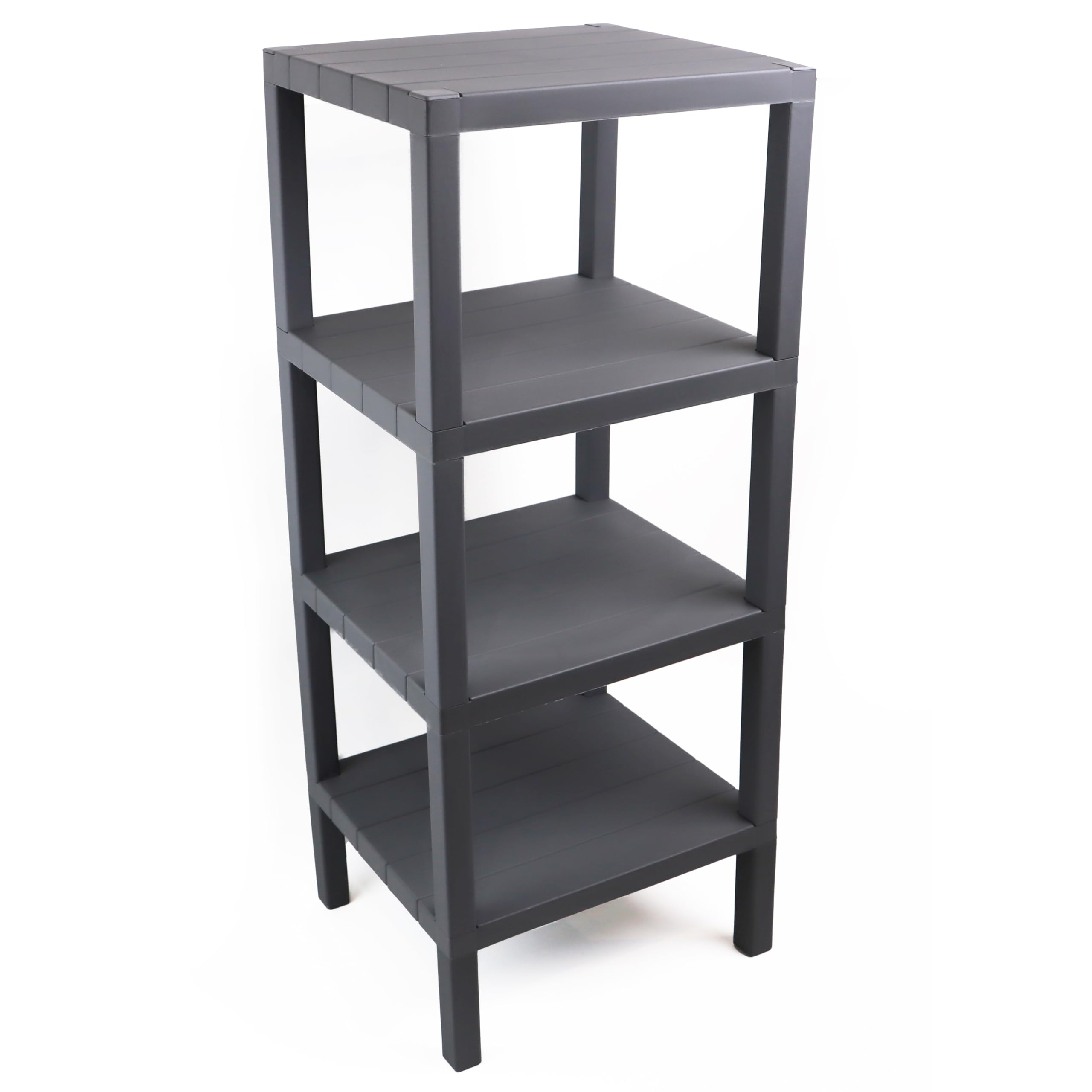 DIVCHI 4 Tier Side End Table Nightstand Coffee Tables Storage Bedside Table Office Living Room Bedroom Small Narrow Space Sofa Table (Grey) — image 1