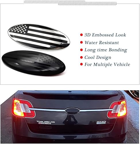 Miniatura 5 de ontto 1 calcomanía ovalada para parrilla delantera y trasera para portón trasero, bandera estadounidense, para Ford F-150, F-250, F-350, plata (9