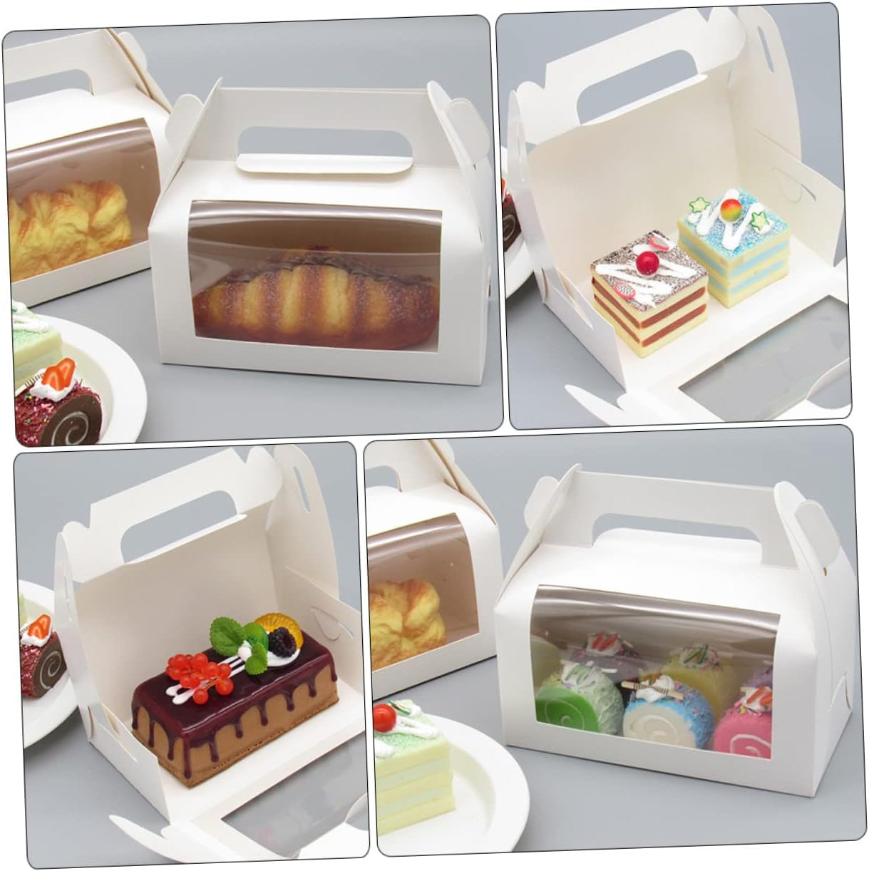 10pcs Small Cake Boxes Paper Bakery Boxes Window Cookie Wrapping Portable Dessert Packaging
