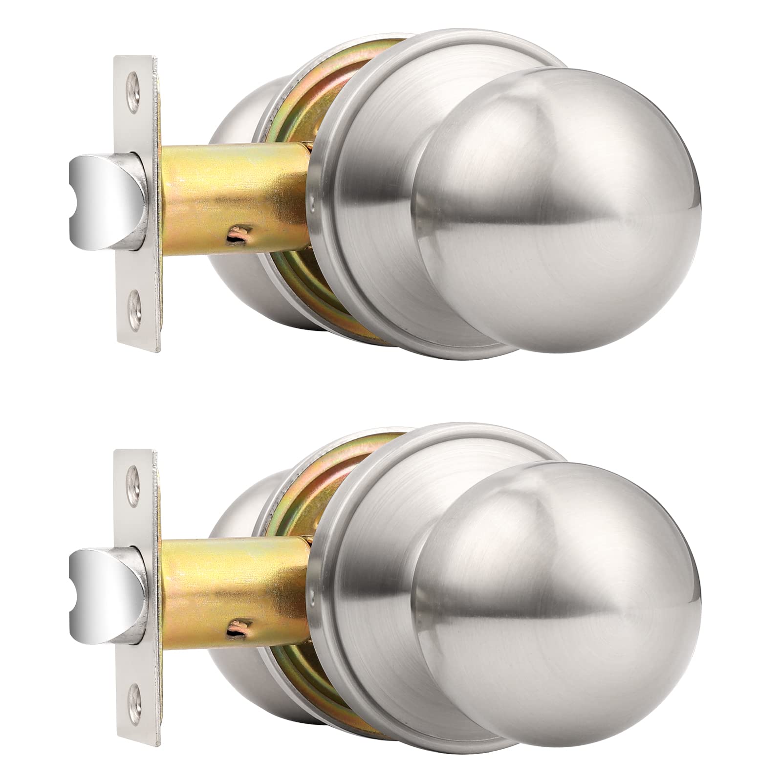 Brushed Nickel Door Knobs - Keyless Passage Locks -9
