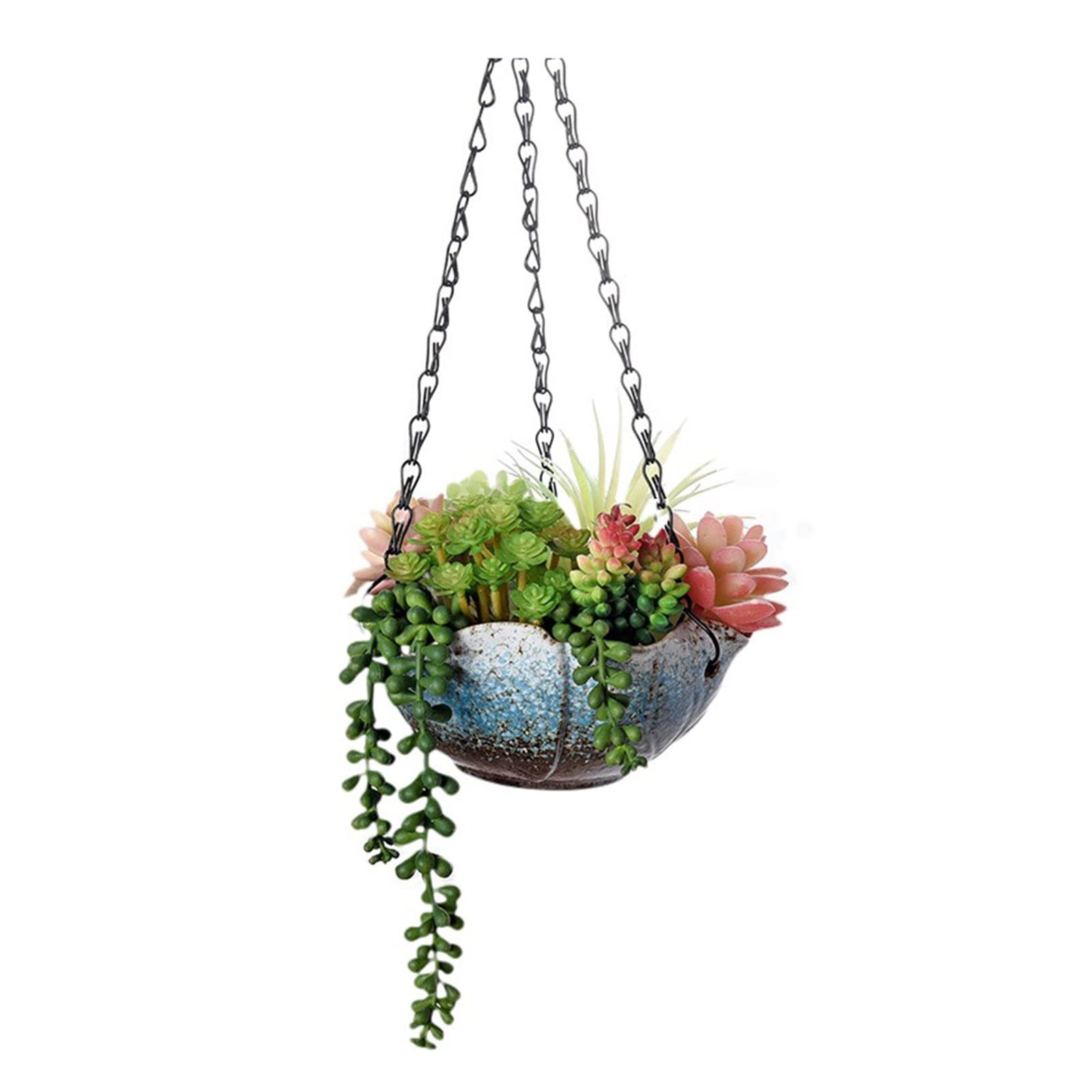 Jardiniere balcon Plante de plante suspendue Pot de plante plante Conteneurs d'usine avec trou de drainage Porte-usine suspendue for plantes extérieures intérieures Céramique Pot suspendu plante inter