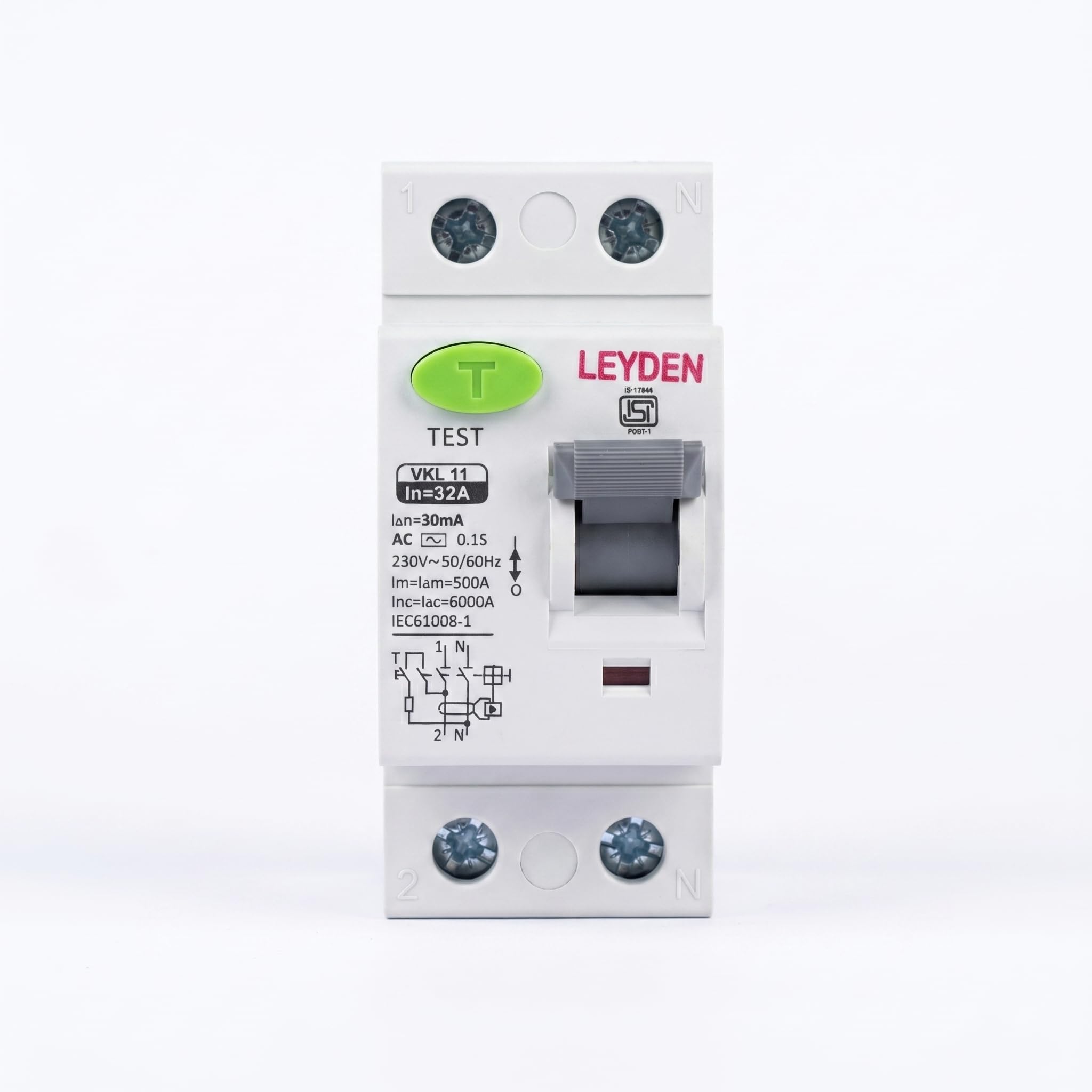 LEYDEN® LRB2P 32A, 220V, Single Phase 2 Pole ELCB, RCCB, Leakage Protection, Leakage Current 30 ma (Shock Guard)