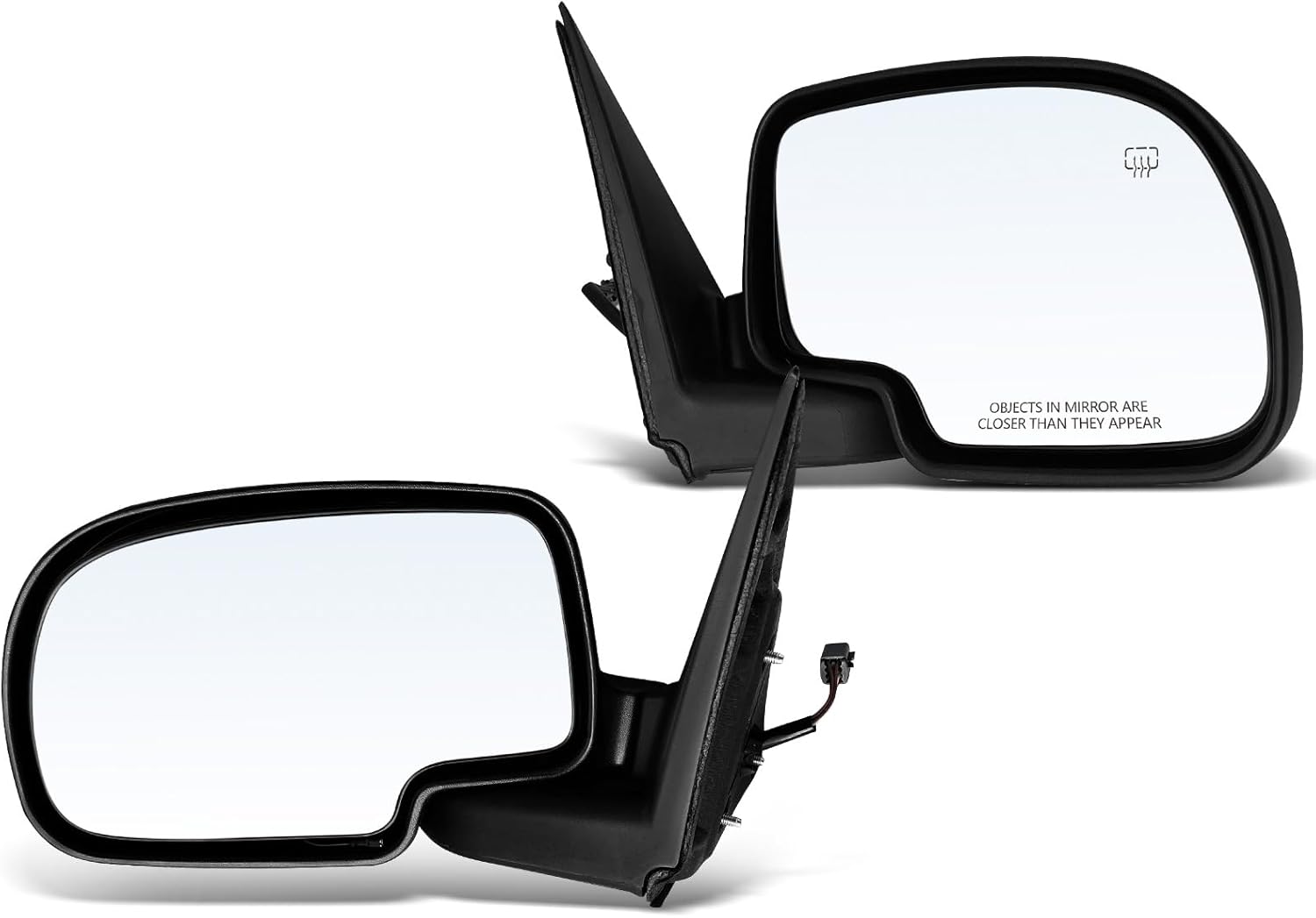 A-Premium Pair (2) Driver and Passenger Side Power Door Mirror - Compatible with Chevrolet Avalanche 1500 2500 2002 - Heated Manual Folding Black Outside Rear View Mirror