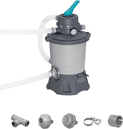 Miniatura 7 de Bestway Flowclear - Bomba de filtro de arena con interruptor para circuitos con pérdida a tierra o GFCI, tasa de flujo de 800 galoneshora, limpia el
