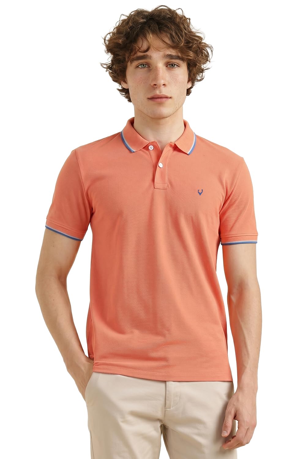 Men's Cotton ASKPQRGF759748 Plain Regular Fit Polo Shirt (Peach L)-image-25