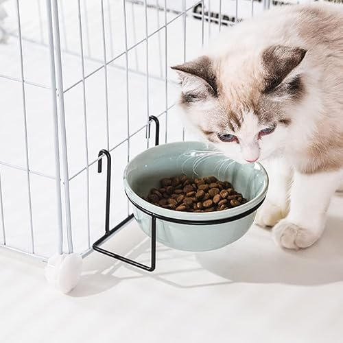 Miniatura 6 de POPETPOP Cajón de comida para gatos, cuencos de cerámica para gatos, jaula, comedero para perros, plato para gatos, soporte para perros, plato para