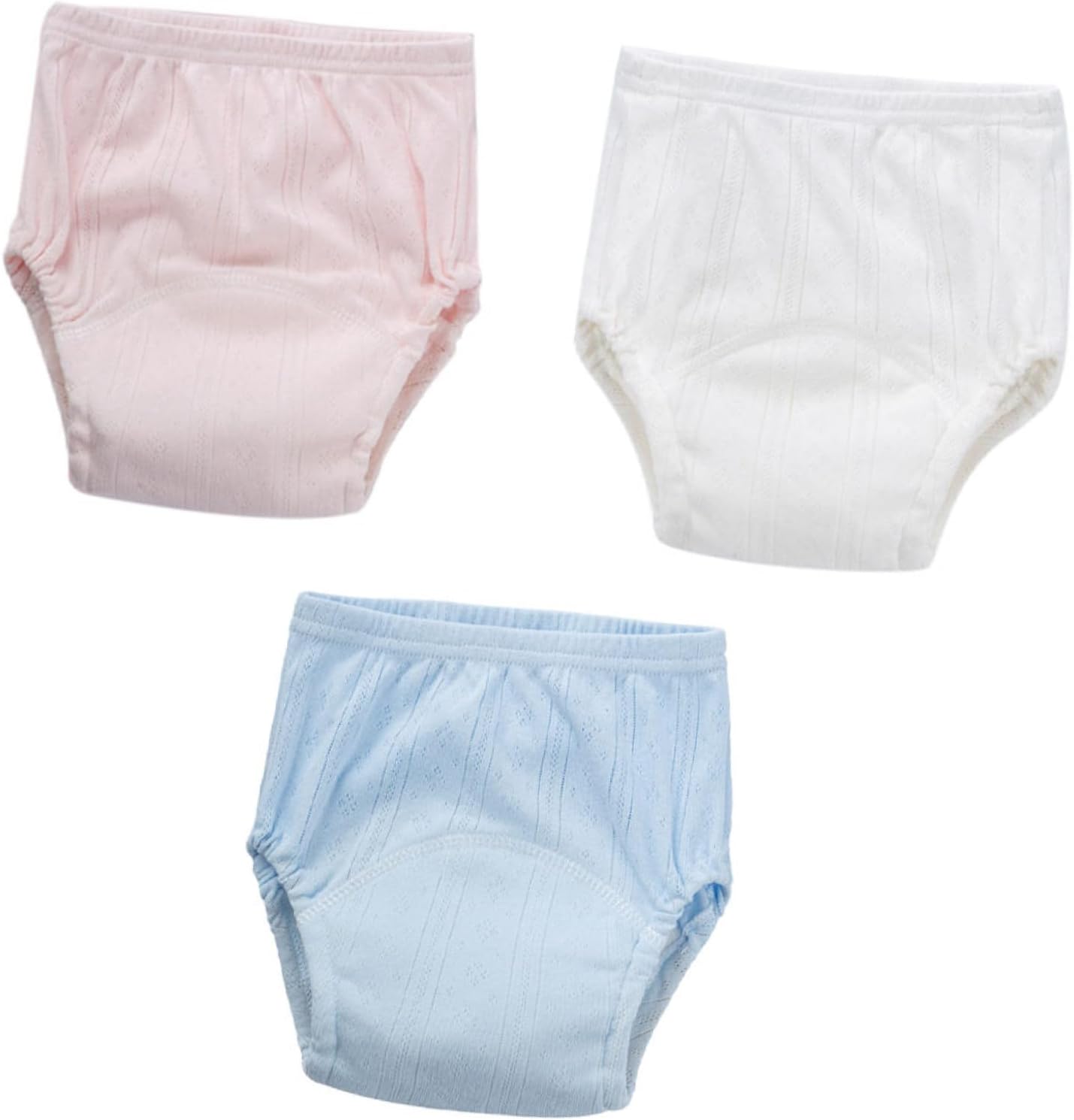 VICASKY 3pcs Cotton Training Pants for Potty Training Unisex Underwear Comfortable Cotton Diaper Pants White for Boys and Girls