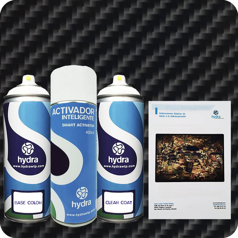 STARTER Wassertransferdruck Set Hydro Dipping Kit: Aktivator 400 ml + Hintergrundfarbe + Lack + Grundlegende Bedienungsanleitung + Wassertransferdruck Folie Breite: 50cm. Länge: 200cm (HFC-102)
