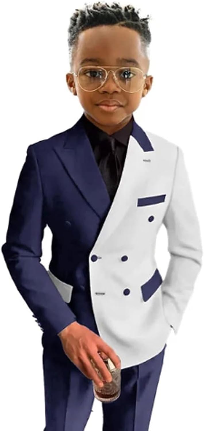 Double Breasted Boys Suit 2 PC Flower Boys Suits Dresswear Set Tuxedos Suit for Kids Boys Formal Suit