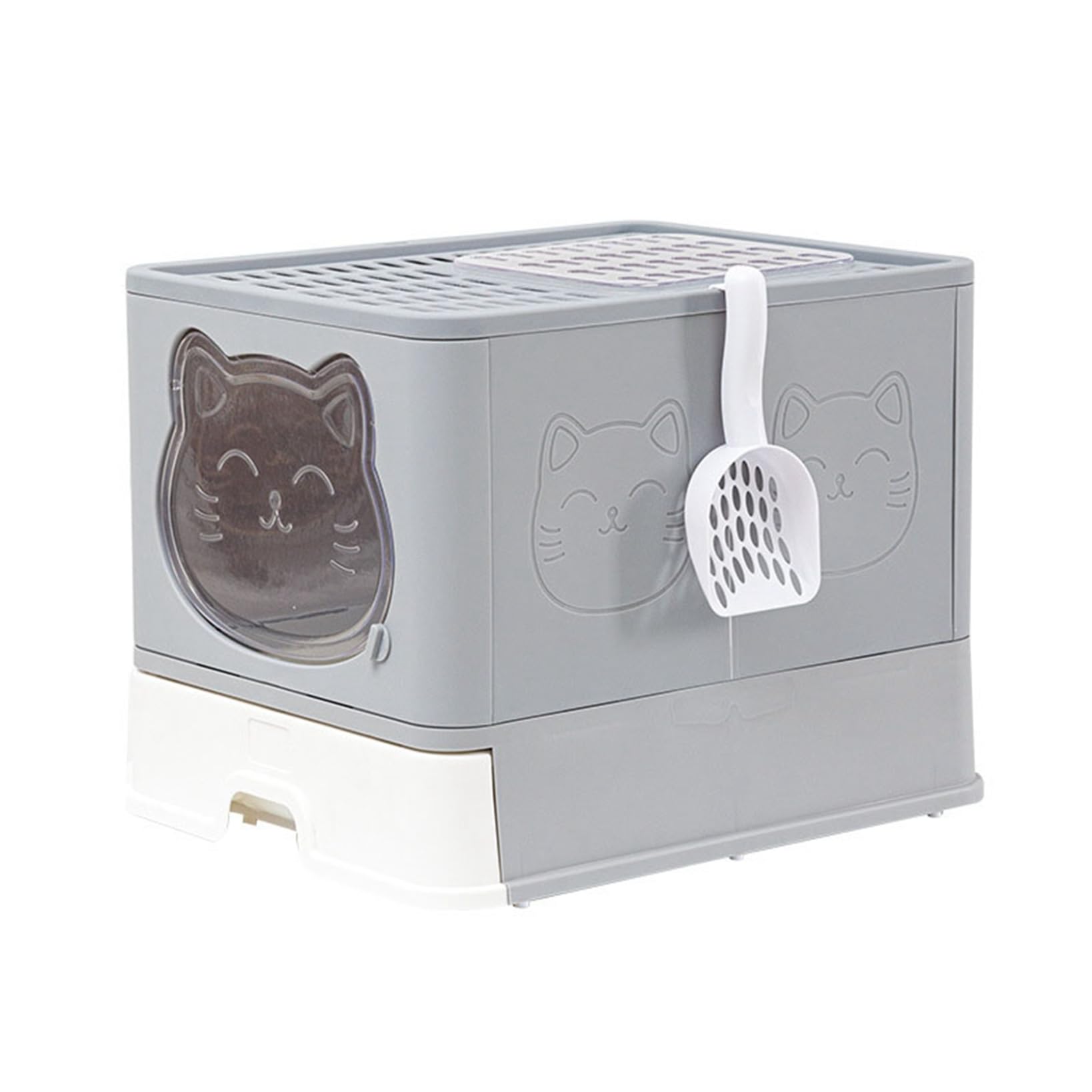 Amazon | 猫 トイレ 猫用トイレ本体 フルカバー 大型 引き出し式 掃除