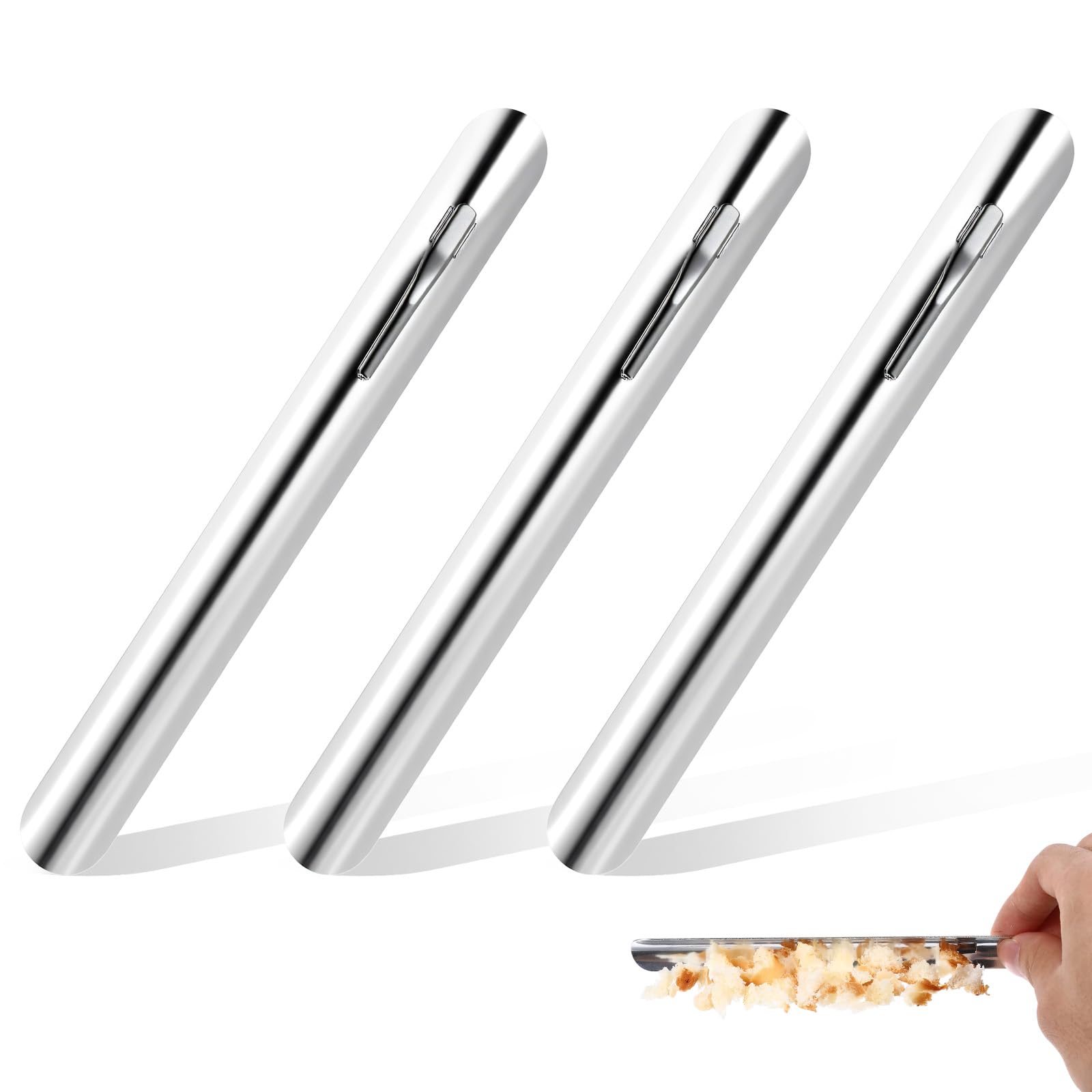 3 PCS Crumbers for Servers, Crumber Sweeper Table Bread Crumber Cleaner with Pocket Clip for Restaurants Homes Bakeries (15.2x1.6cm)