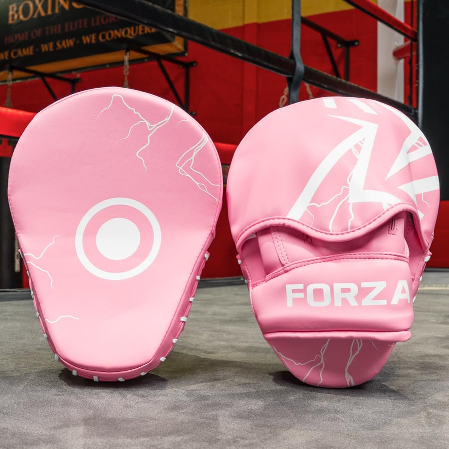 FORZA Boxing Focus Pads | Curved PU Leather Strike Mitts with Shock-Absorbing Foam – Premium Training Gear for Boxing, Kickboxing, and MMA