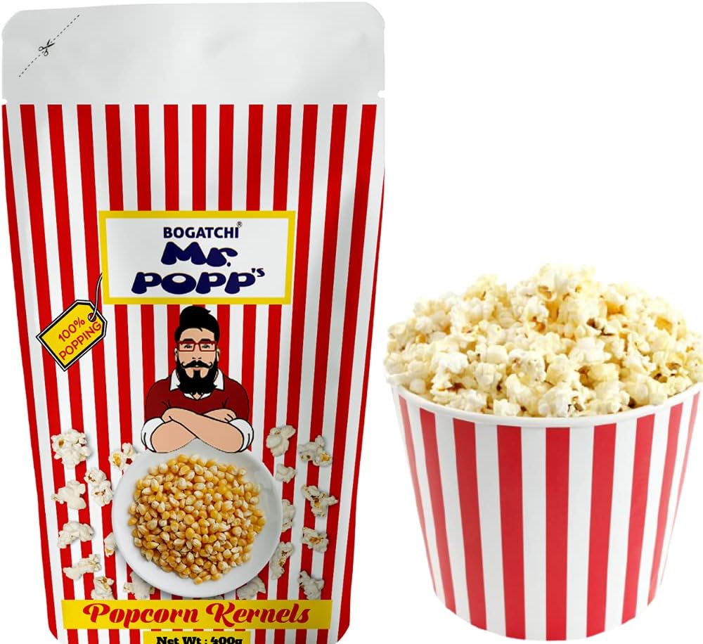 BOGATCHI Natural Popcorn Kernels | 100% Popping Popcorn Kernels| Ready to Cook | Instant Popcorn |Popcorn Seeds |400g |A4