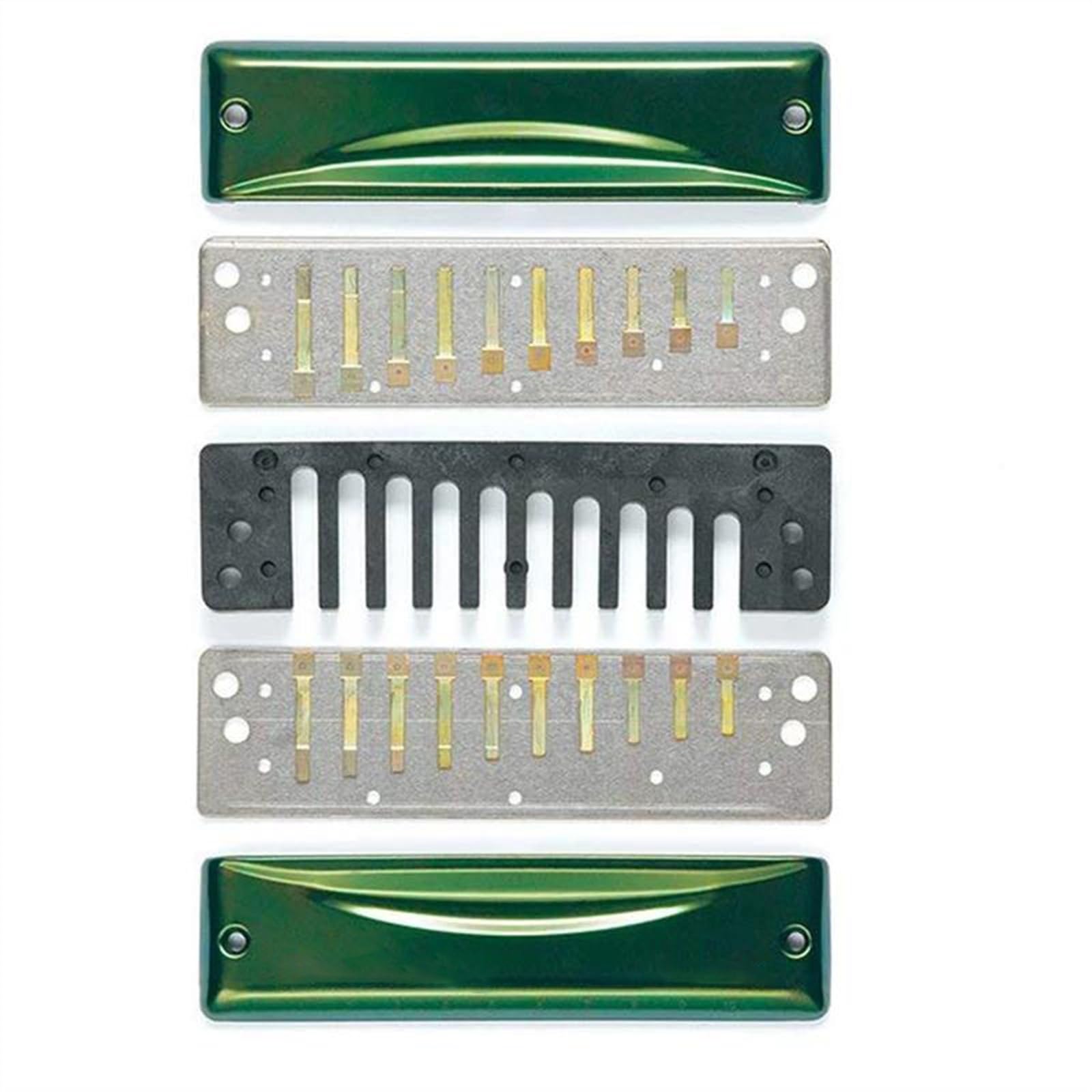 Standardowe Harmonijki Diatoniczna harmonijka 10 otworów Blues Harp Tonacja C Oliwkowo-zielona Profesjonalne instrumenty wysokiej jakości(Key-Bb)
