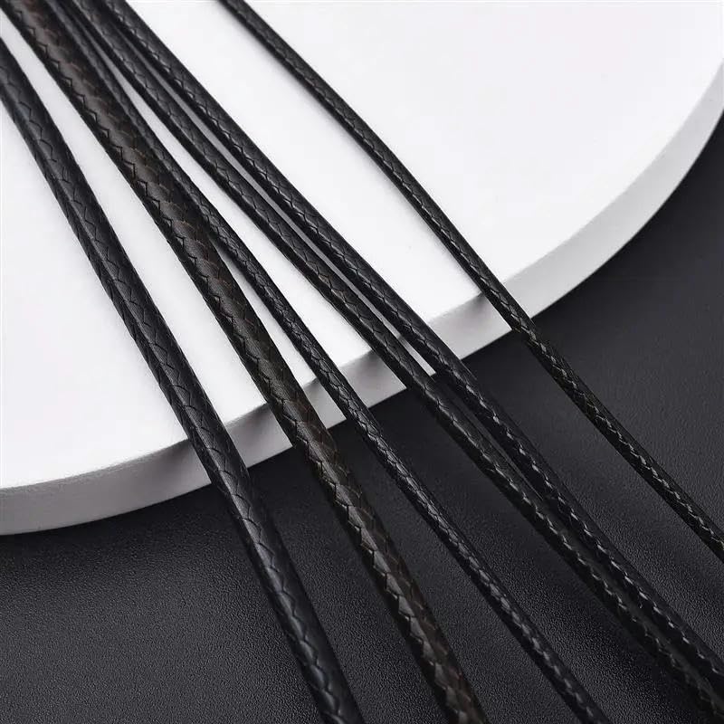 Cordon de collier ciré noir avec fermoir anti-perte pour pendentif - 4